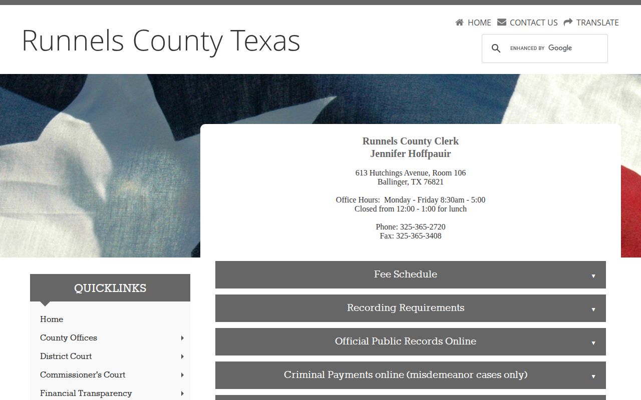 Runnels County Clerk criminal index limits for a 72-hour release review