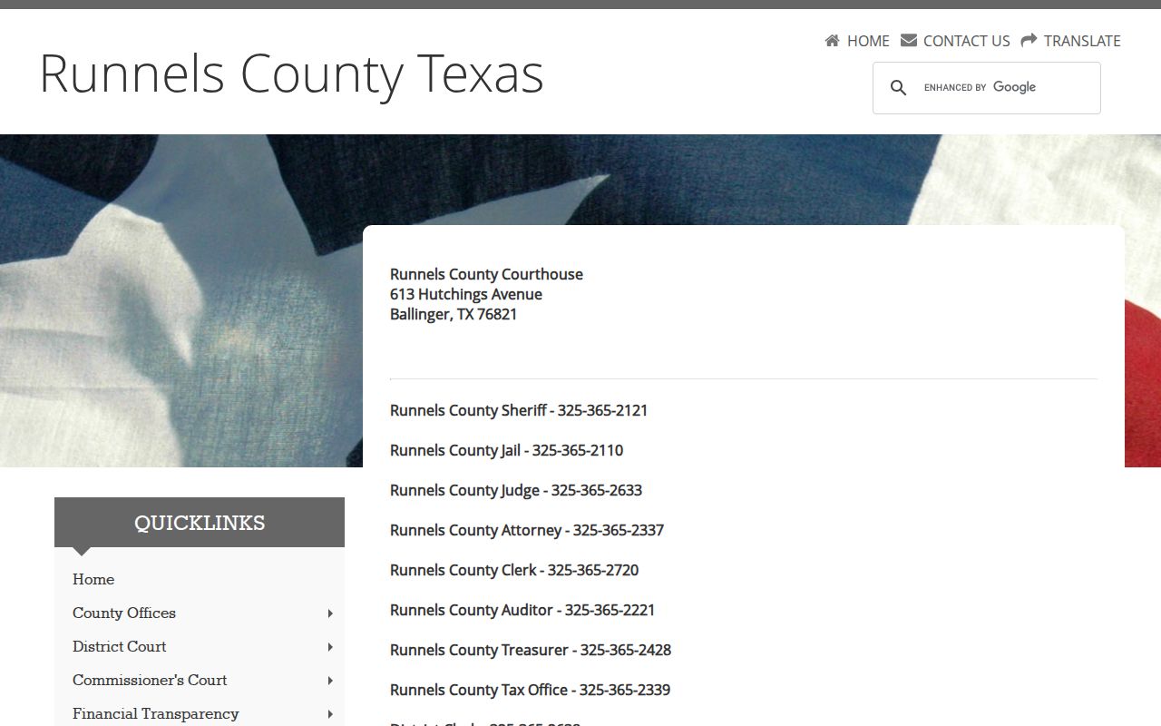 Runnels County Jail release records contact directory